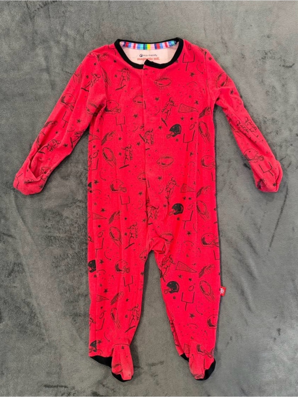 Magnetic Me Red Game Day Football Modal Footie PJs 3-6 Months